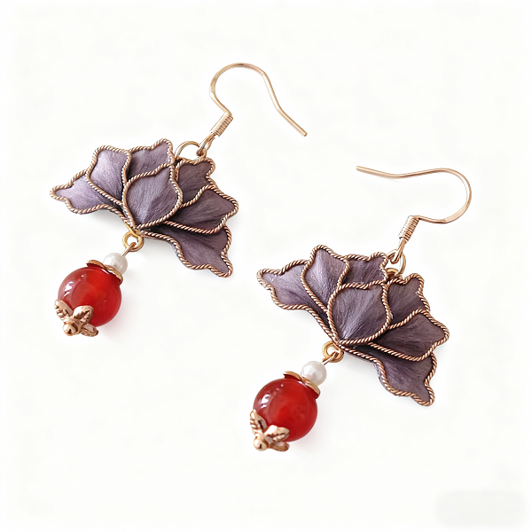 handmaderonghua—colorful leaf earrings handmaderonghua—colorful leaf earrings