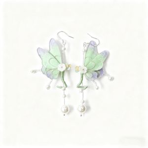 handmaderonghua—butterfly tassel earrings